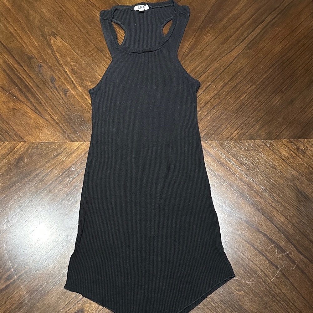 LNA Black Ribbed Dress